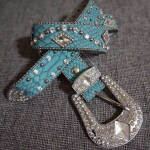 Turquoise and Silver Studded Women's Belt